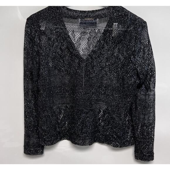 VTG 90s Y2K Black Crochet Dress Sz 6 Open Knit Vamp Whimsigoth Witchy Fairy Lace - Picture 15 of 16